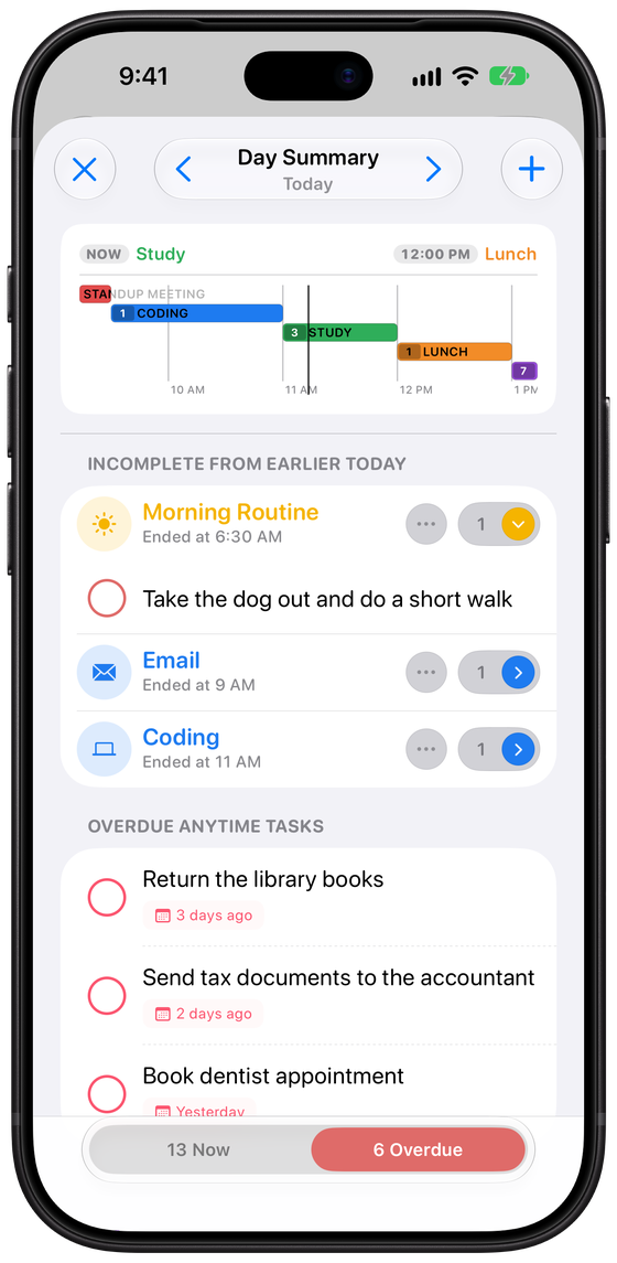 Rescheduling an overdue task