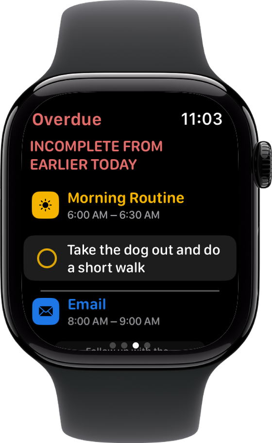 Apple Watch overdue view